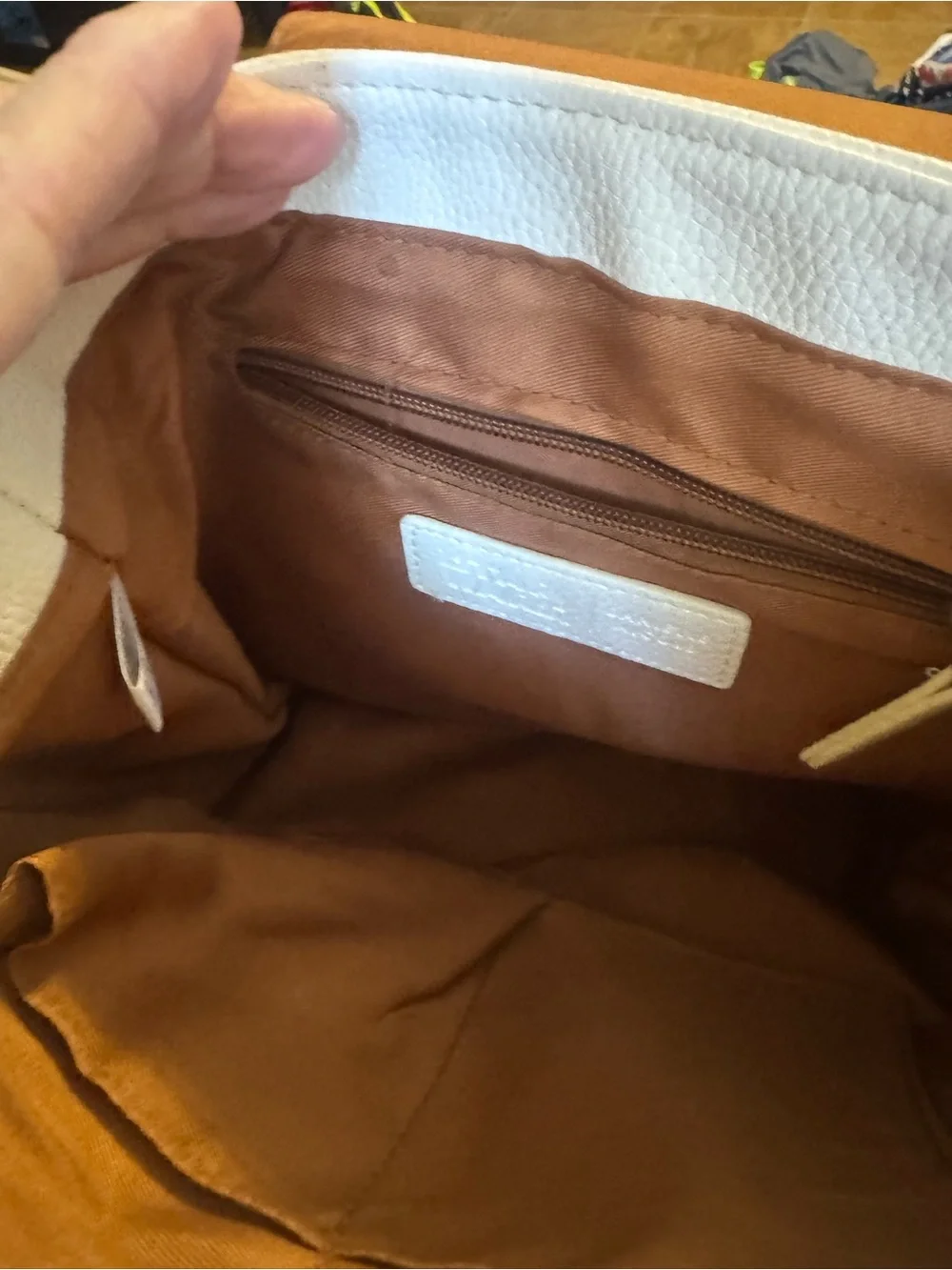 Danielle Nicole White and Brown Embossed Accent Backpack - Picture 4 of 6